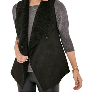 Stella & Dot Faux Shearling Chalet Vest Size‎ small Black Soft